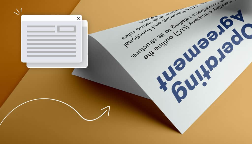 An LLC operating agreement folded over on a table