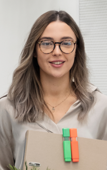 woman smiling with glasses