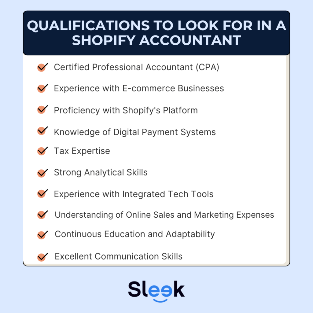 qualifications of a shopify accountant